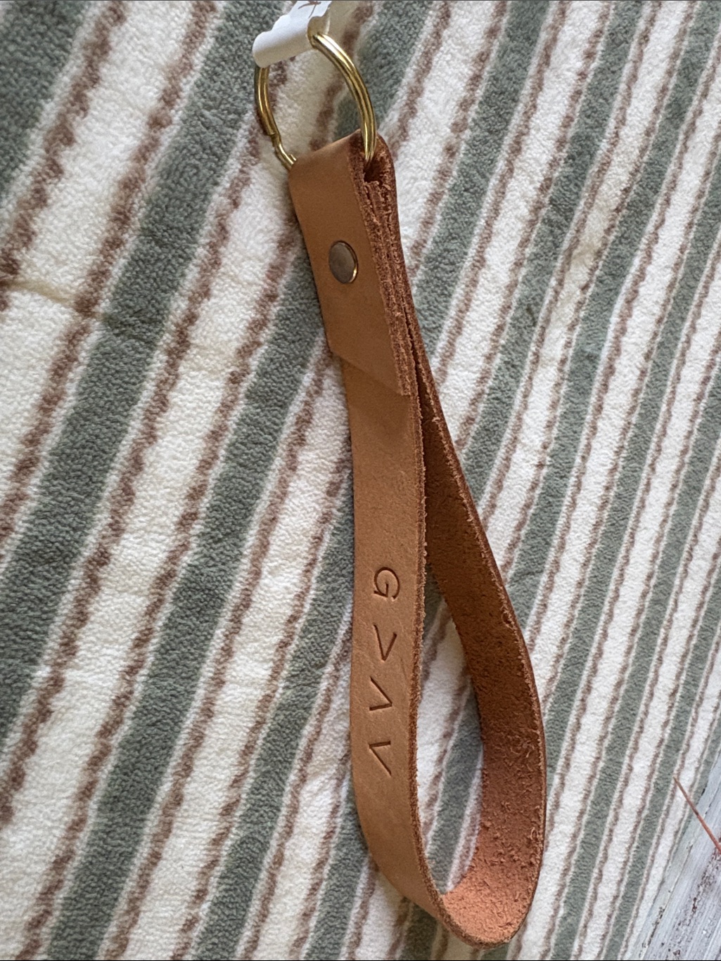 Tan Leather Key Ring Wristlet